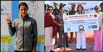 Bhagirathi Bisht won first prize in 42 KM marathon.